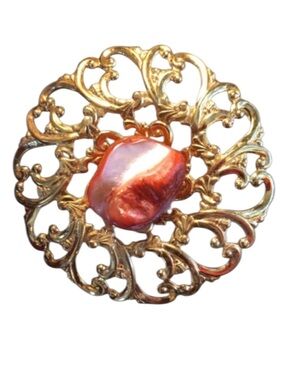 Vintage Pink & Golf Brooch Tak Pin
